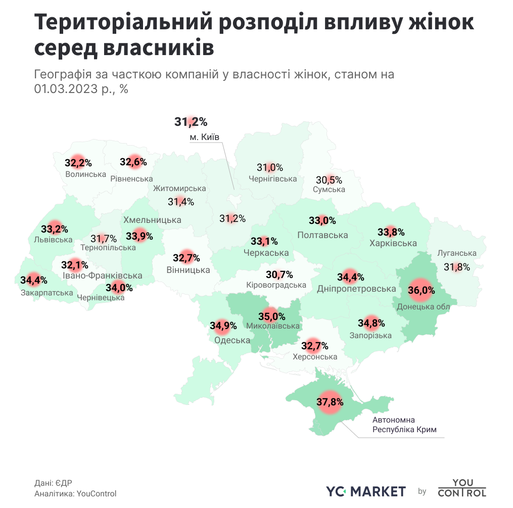 Менше третини компаній Кіровоградщини належать жінкам — дані YouControl