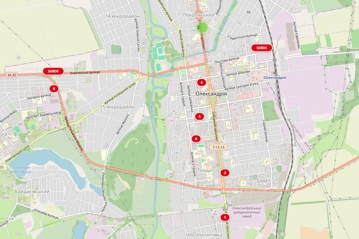 Новая почта Александрия отделения карта, адрес